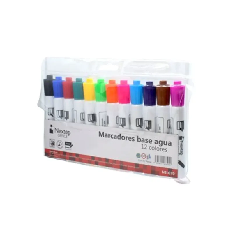 Marcador Nextep NE-079 Base Agua Estuche con 12 Piezas Colores Surtidos Punta Fina Tinta Lavable para Escritura Dibujo y Manualidades en Escuela y Hogar - NE-079