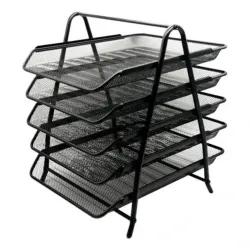 Charola Organizadora Nextep NE-162GN - Malla Metálica - Tamaño Oficio - 5 Niveles - Negro - NE-162GN