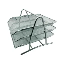 Charola Organizadora NEXTEP - Malla Metálica - 3 Niveles - Oficio - Plata - NE-162P