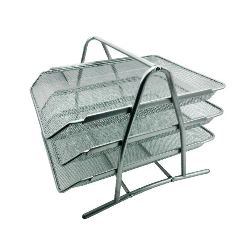 Charola Organizadora NEXTEP - Malla Metálica - 3 Niveles - Oficio - Plata - NE-162P