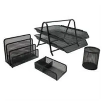 Juego de Charola Organizadora NEXTEP - Malla Metálica - 2 Niveles - Tipo Oficio - Y 3 Accesorios - NE-163