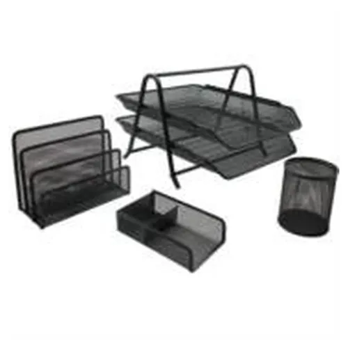 Juego de Charola Organizadora NEXTEP - Malla Metálica - 2 Niveles - Tipo Oficio - Y 3 Accesorios - NE-163