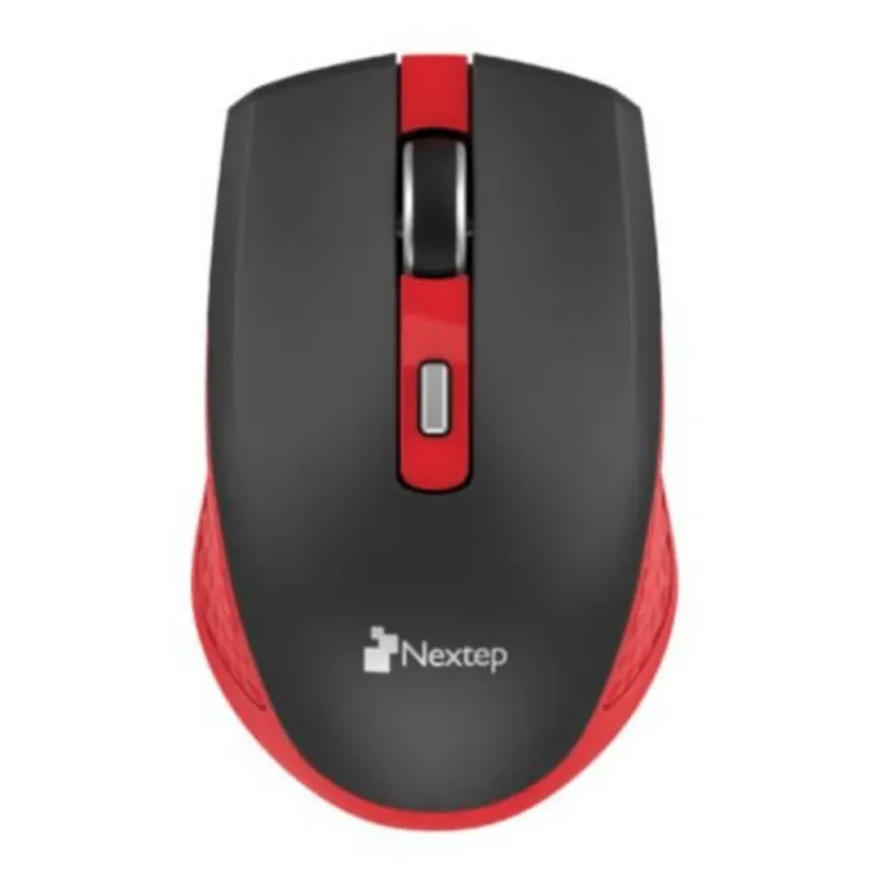 Mouse Nextep NE-413NR - Inalámbrico - USB - Negro con Rojo - NE-413NR