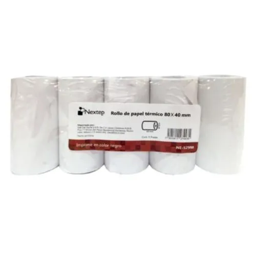 Rollo Papel Nextep NE-529M - Térmico - 80 x 40 mm - 5 Piezas - para Terminal Móvil - NE-529M Rollo Papel Nextep NE-529M - Térmico - 80 x 40 mm - 5 Piezas - para Terminal Móvil - NE-529M