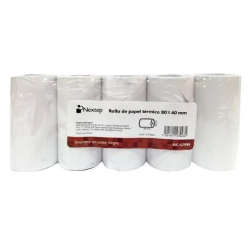 Rollo Papel Nextep NE-529M - Térmico - 80 x 40 mm - 5 Piezas - para Terminal Móvil - NE-529M