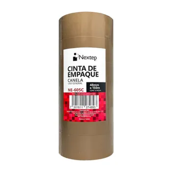 Cinta de Empaque Nextep NE-605C - 48mm x 150m - Canela - 6 Piezas - NE-605C