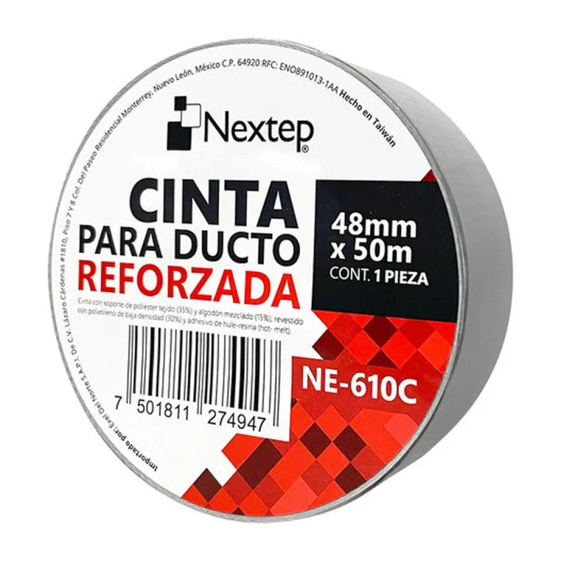 Cinta Adhesiva Nextep NE-610C - 48mm x 50m - Reforzada - para Ducto - NE-610C