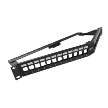 Panel de Parcheo Nexxt AW192NXT12 - 24 Puertos - 1U - Modular - Cat6A - Para Rack Angulado - AW192NXT12