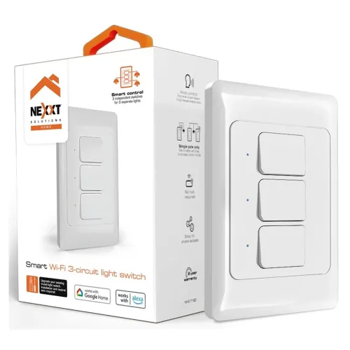 Interruptor Inteligente Nexxt NHE-T100 - 3 Interruptores - Wi-Fi - NHE-T100