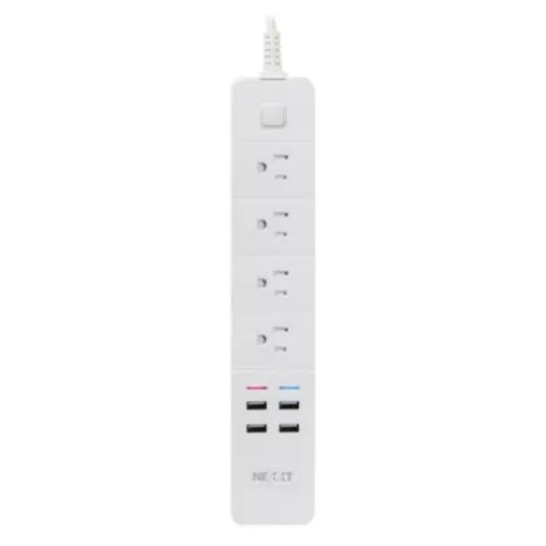 Supresor de Picos Nexxt NHP-E610 S - 4 Contactos - 4 USB - Wi-Fi - Blanco - NHP-E610 S