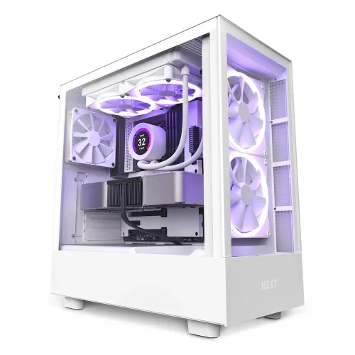 Gabinete Gamer NZXT H5 Elite - Media Torre - ATX/Micro ATX/Mini ITX/E-ATX - 3 Ventiladores - Panel Lateral - Blanco - CC-H51EW-01 Gabinete Gamer NZXT H5 Elite - Media Torre - ATX/Micro ATX/Mini ITX/E-ATX - 3 Ventiladores - Panel Lateral - Blanco - CC-H51EW-01