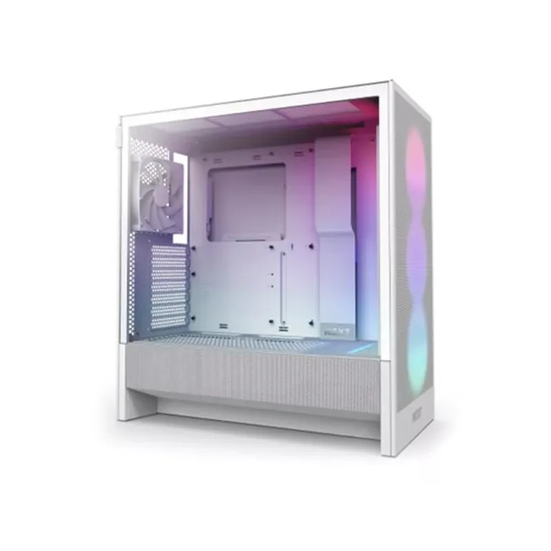 Gabinete Gamer NZXT H5 Flow RGB - Media Torre - ATX/Micro-ATX/Mini-ITX/E-ATX - Panel Lateral - Blanco - CC-H52FW-R1