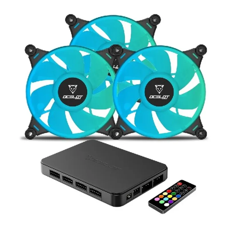 Kit de ventiladores Ocelot OFKIT-2 - 120mm - 1200 RPM - 6 Pines - RGB - Tres piezas - OFKIT-2