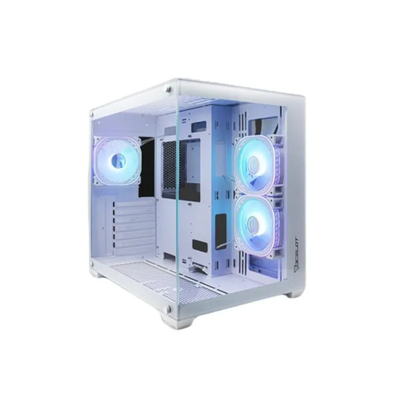 Gabinete Gamer Ocelot W-CUBE 2 - Media Torre - ATX/Micro-ATX/Mini-ITX - 3 Ventiladores - Panel Lateral - Blanco - W-CUBE 2