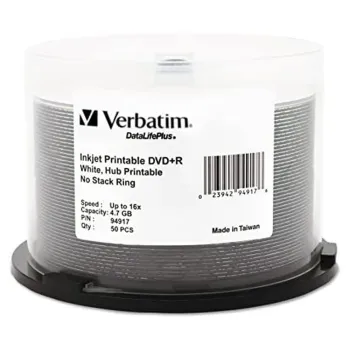 DVD+R Verbatim 94917 - 4.7GB - 16X - Imprimible con Inyección de Tinta - 50 Piezas - 94917