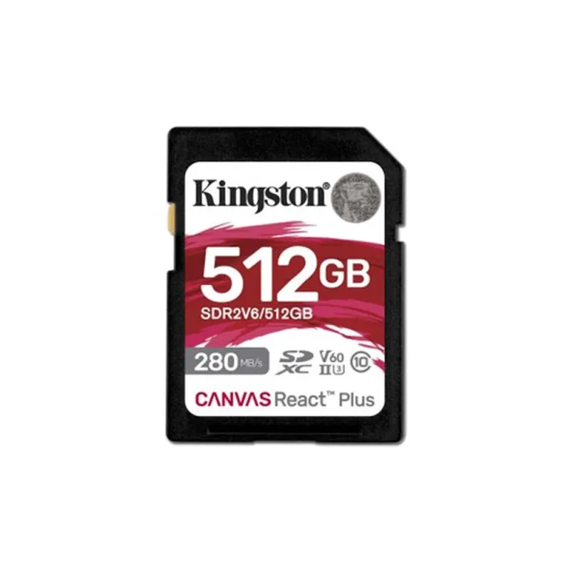 Memoria SDXC Kingston Canvas React Plus - 512GB - Clase 10 - UHS-II - SDR2V6/512GB