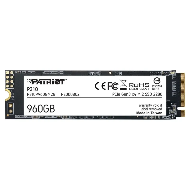 Unidad de Estado Sólido PATRIOT P310 - M.2 - 960GB - PCIe 3 x 4 - P310P960GM28