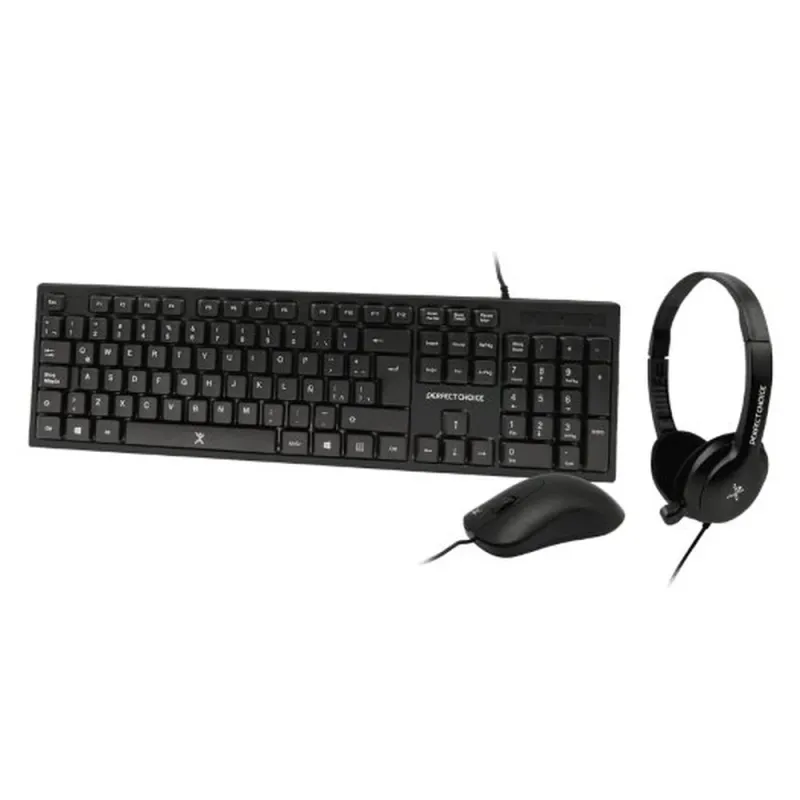 Kit de Teclado y Mouse Perfect Choice PC-201717 - Alámbrico - Español - USB - Diadema con Micrófono - PC-201717
