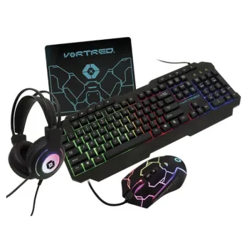 Kit Gamer Vortred GearUp! - Teclado - Diadema - Mouse - Mouse Pad - Alámbrico - V-930655