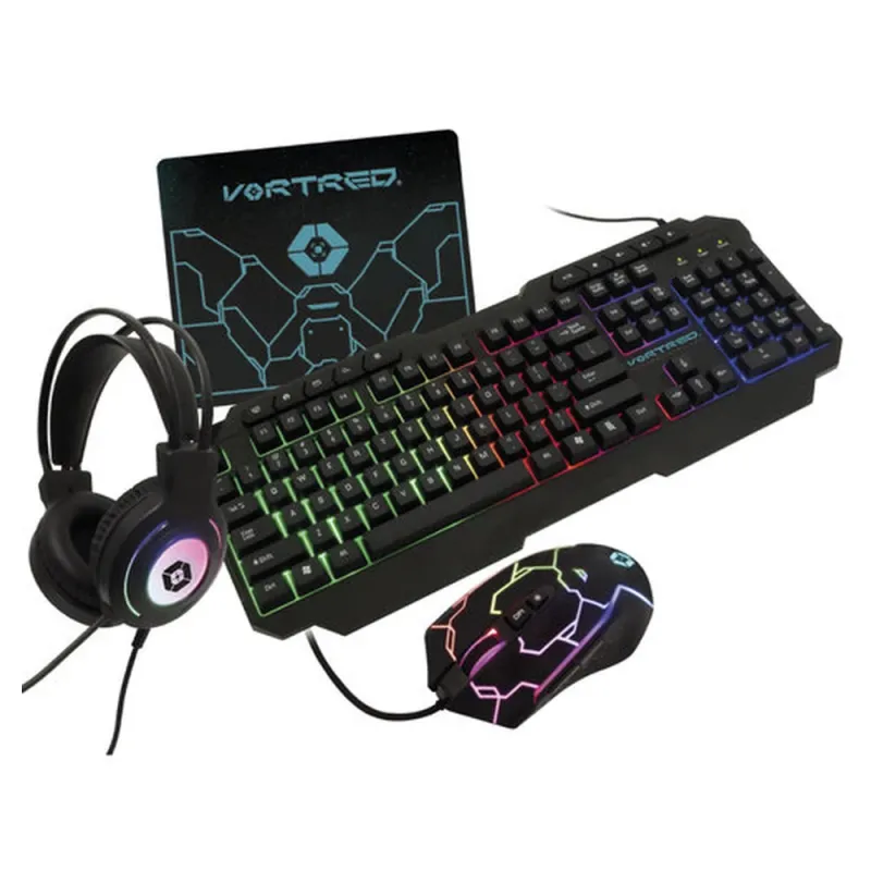 Kit Gamer Vortred GearUp! - Teclado - Diadema - Mouse - Mouse Pad - Alámbrico - V-930655