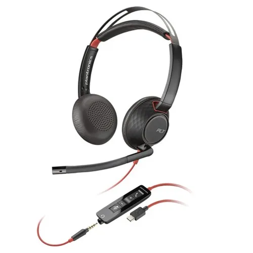 Diadema Poly Blackwire 5220 - Alámbrico - USB C/A - 3.5mm - Micrófono - Certificado para Microsoft Teams - 8X231AA