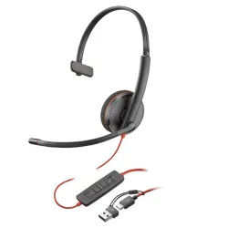 Diadema Poly Blackwire 3210 - Alámbrico - USB-C/A - Micrófono - 8X214A6