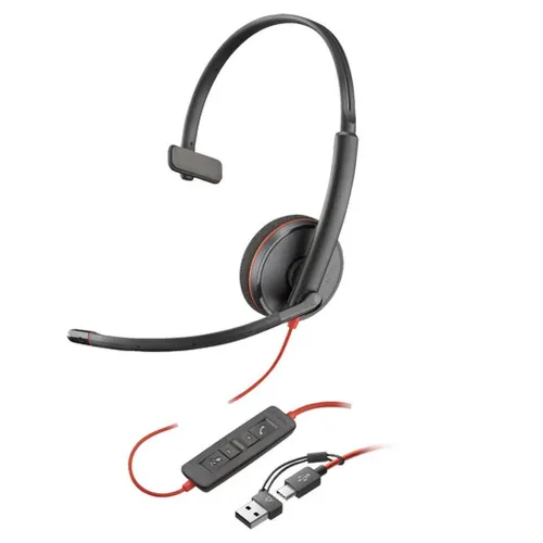 Diadema Poly Blackwire 3210 - Alámbrico - USB-C/A - Micrófono - 8X214A6 Diadema Poly Blackwire 3210 - Alámbrico - USB-C/A - Micrófono - 8X214A6