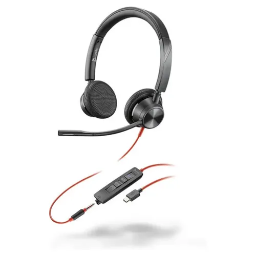 Diadema Poly Blackwire 3325 - Alámbrico - USB-C/A - Micrófono - Negro - Certificado para Microsoft Teams - 8X222AA