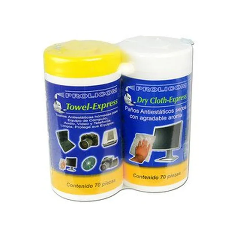 Kit de Limpieza Prolicom Towel Express - 1 Toallas Humedas C/70 + 1 Toallas Secas C/70 - TOALLASDUO70