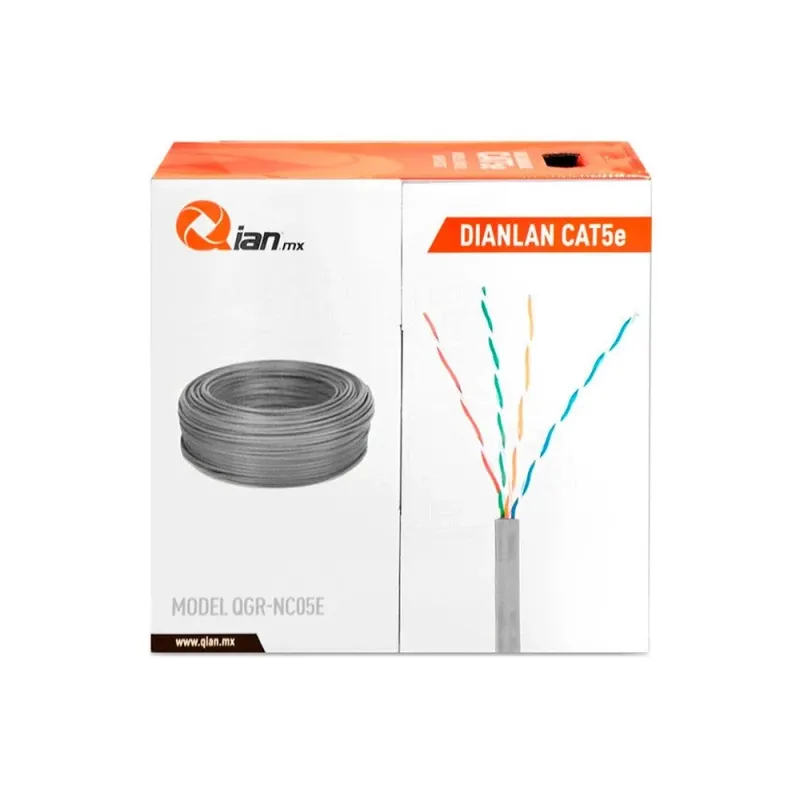 Bobina QIAN - Cat5e - 305M - RJ-45 - Gris - QHR-CAT5E