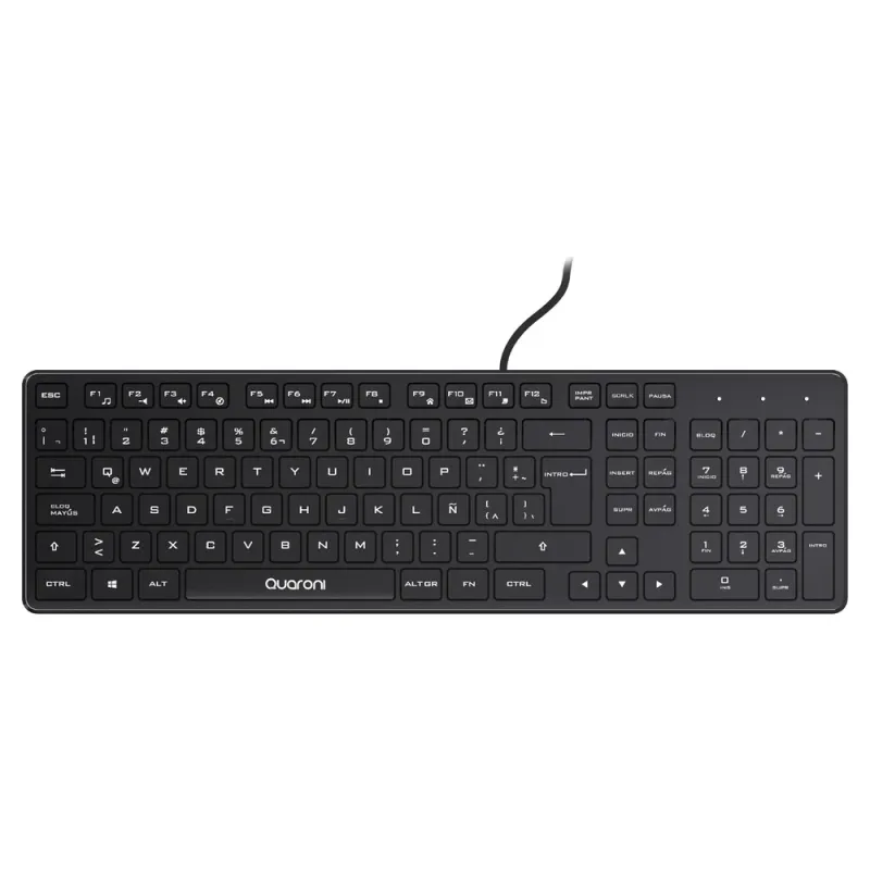 Kit de Teclado y Mouse Quaroni KAQ01 - Alámbrico - USB - Negro - Español - KAQ01