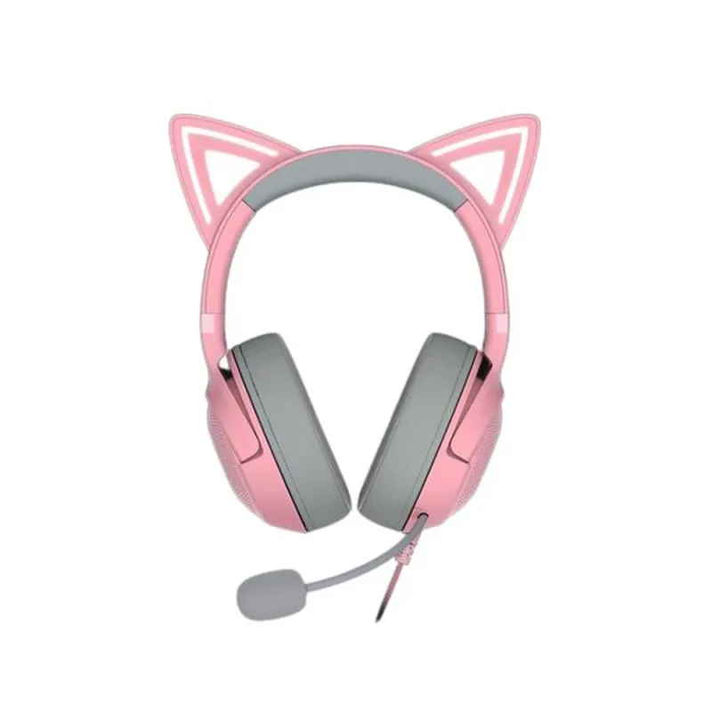 Diadema Gamer Razer Kraken Kitty V2 - Alámbrico - USB - Micrófono - Rosa Cuarzo - RZ04-04730200-R3U1