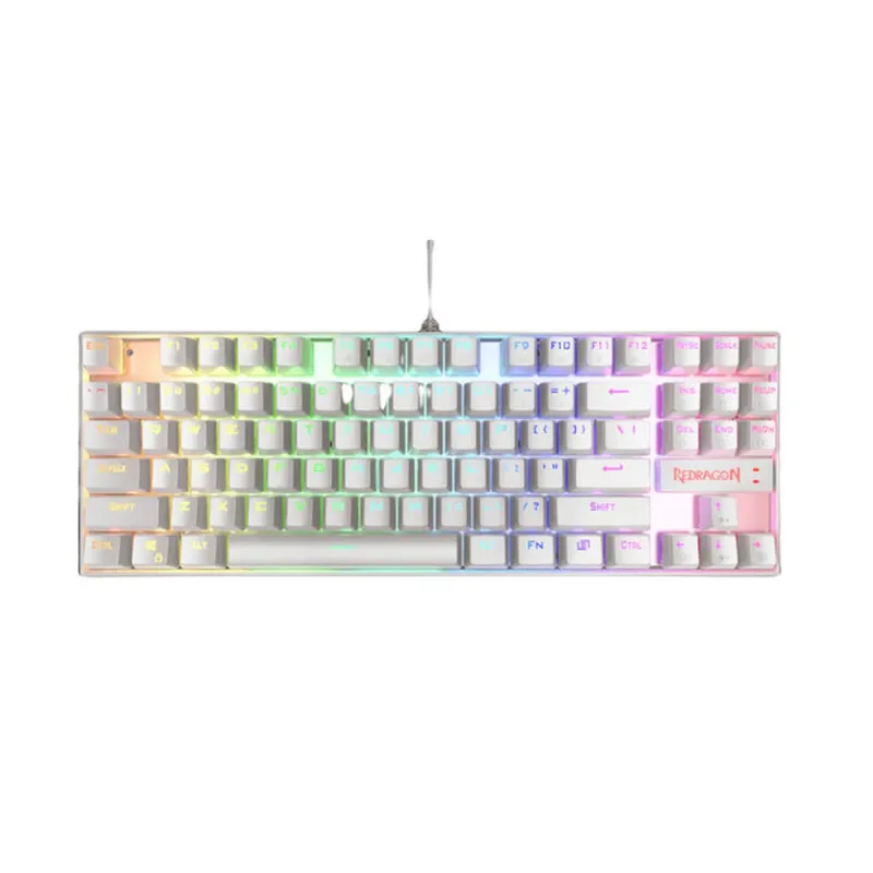 Teclado Gamer REDRAGON KUMARA K552 - Alámbrico - Multimedia - Español - RGB - Blanco - Switch Rojo - K552W-RGB-1R-SP