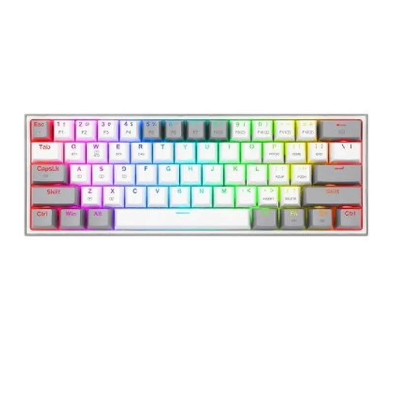 Teclado Gamer REDRAGON FIZZ PRO - Inalámbrico - Inglés - RGB - Switch Rojo - Blanco con Gris - K616-RGB WG