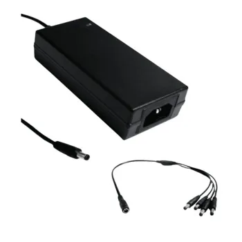 Fuente de poder SAXXON PSU1205DPAQD - 12 VCC - Incluye divisor para 4 cámaras - PSU1205D+PSUWB07