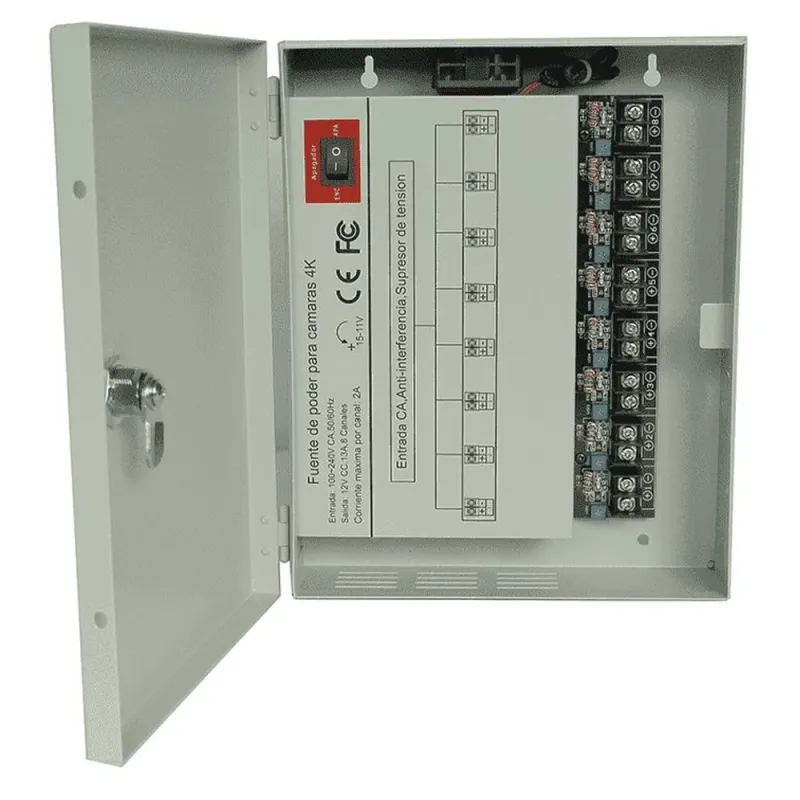 Fuente de Poder SAXXON PSU1213-D8H - 11 a 15Vcd - 13A - para 8 Cámaras - PSU1213-D8H