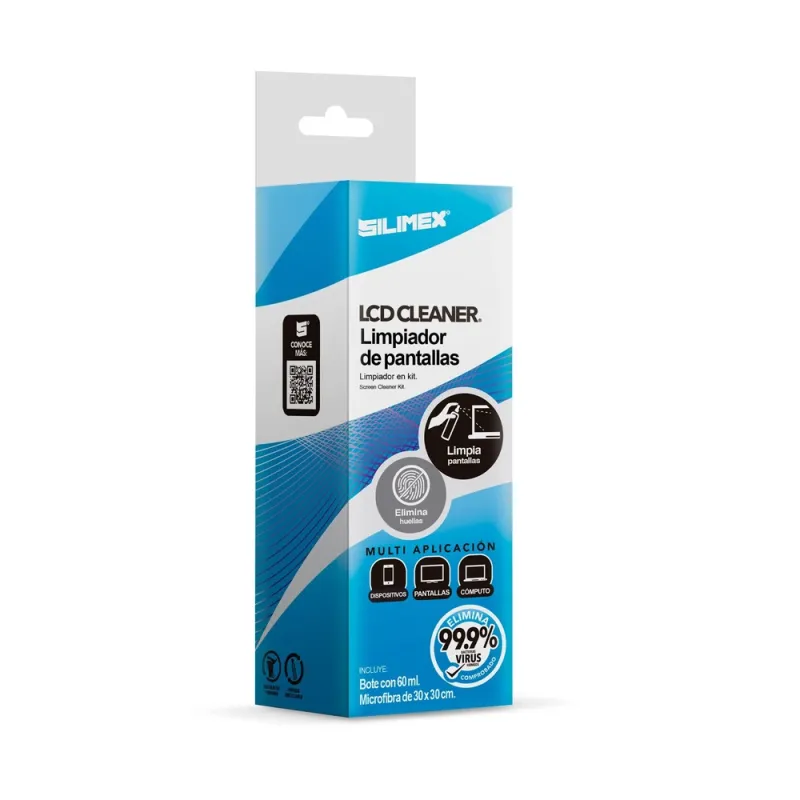 Kit limpiador de Pantallas Silimex - Spray 60ml - Microfibra - 750300219666