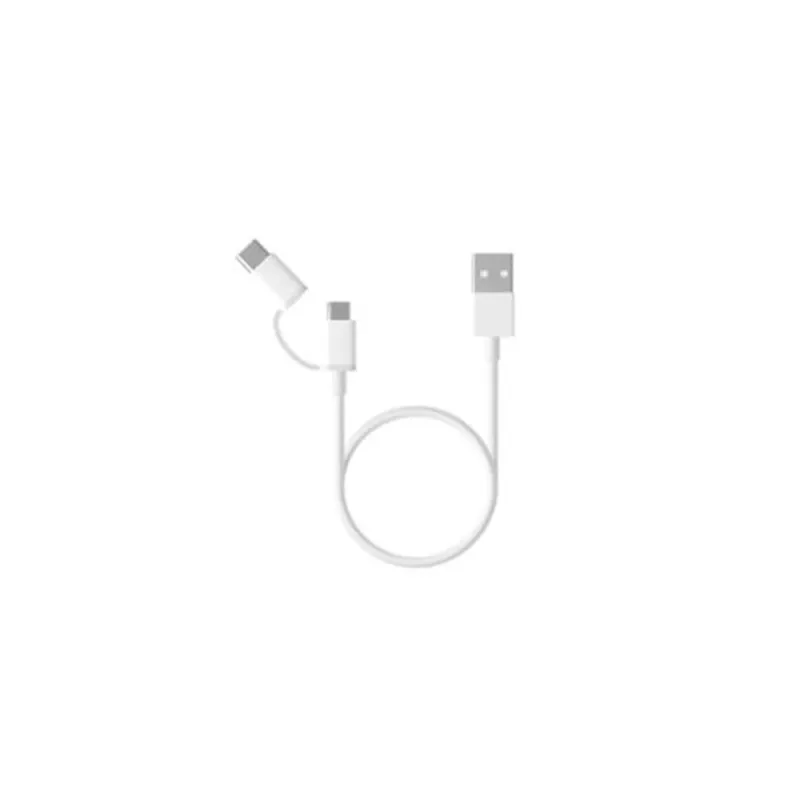 Cable USB Xiaomi Mi 2 In 1 - USB-A a Micro USB/USB-C - 30 cm - Blanco - 15304
