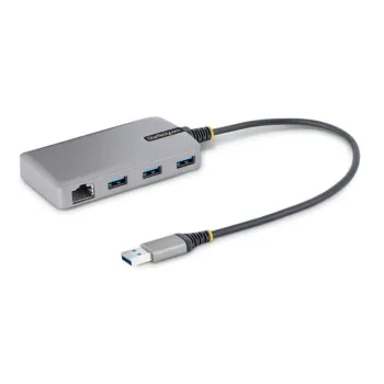 Hub USB StarTech.com 5G3AGBB-USB-A-HUB - USB-A a 3x USB 3.0 - Ethernet - Gris - 5G3AGBB-USB-A-HUB