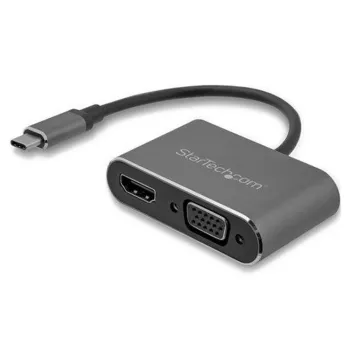 Adaptador StarTech.com CDP2HDVGA - USB-C a VGA y HDMI - Gris Espacial - CDP2HDVGA