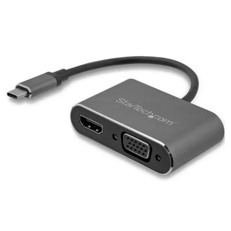 Adaptador StarTech.com CDP2HDVGA - USB-C a VGA y HDMI - Gris Espacial - CDP2HDVGA