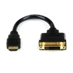Adaptador StarTech.com - 20cm - HDMI a DVI - Cable Conversor de Vídeo - Negro - HDDVIMF8IN Adaptador StarTech.com - 20cm - HDMI a DVI - Cable Conversor de Vídeo - Negro - HDDVIMF8IN