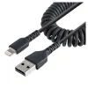 Cable StarTech.com - USB-A a Lightning - Espiral - 50cm - Negro - RUSB2ALT50CMBC
