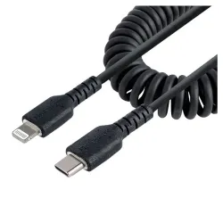 Cable StarTech.com - USB-C a Lightning - Espiral - 1m - Negro - RUSB2CLT1MBC Cable StarTech.com - USB-C a Lightning - Espiral - 1m - Negro - RUSB2CLT1MBC