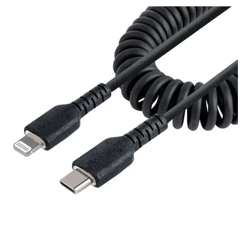 Cable StarTech.com - USB-C a Lightning - Espiral - 1m - Negro - RUSB2CLT1MBC