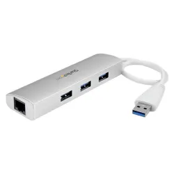 Hub USB StarTech.com - 3 Puertos USB 3.0 - Adaptador Ethernet - Blanco - ST3300G3UA Hub USB StarTech.com - 3 Puertos USB 3.0 - Adaptador Ethernet - Blanco - ST3300G3UA
