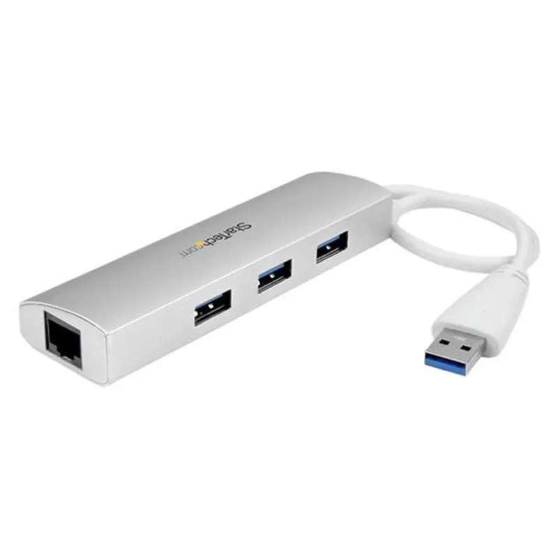 Hub USB StarTech.com - 3 Puertos USB 3.0 - Adaptador Ethernet - Blanco - ST3300G3UA