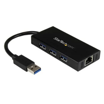 Hub StarTech.com USB 3.0 Aluminio con 3 Puertos USB y Adaptador de Red Ethernet - ST3300GU3B