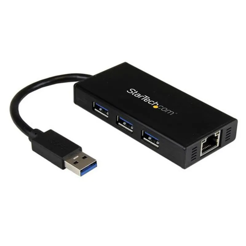 Hub StarTech.com USB 3.0 Aluminio con 3 Puertos USB y Adaptador de Red Ethernet - ST3300GU3B