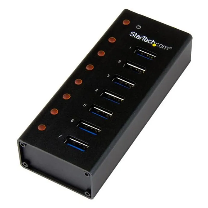 HUB USB StarTech.com ST7300U3M - 7 Puertos USB 3.0 - Caja Metálica - Sobremesa/Montaje en Pared - Negro - ST7300U3M